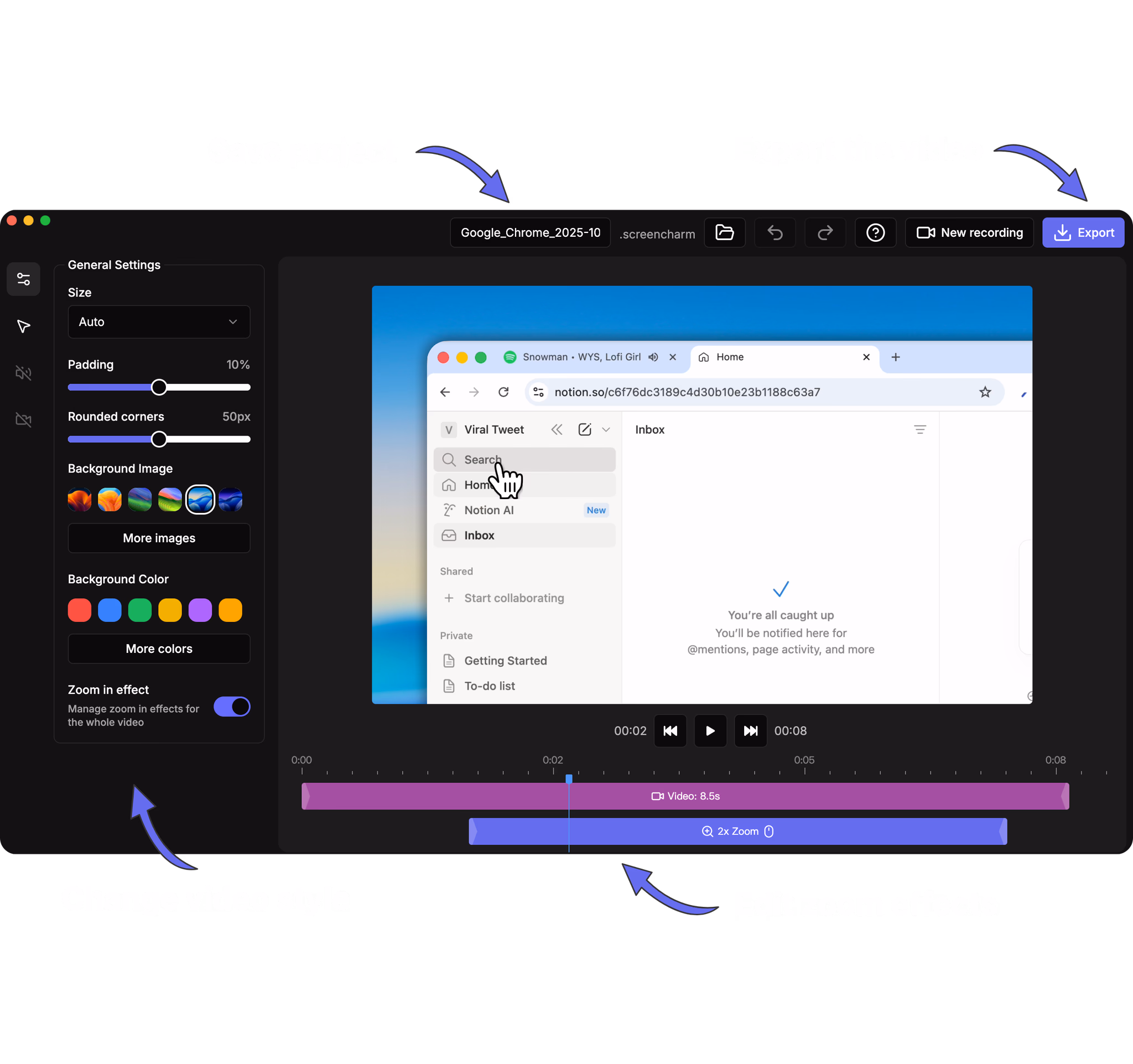 Screen Charm app interface