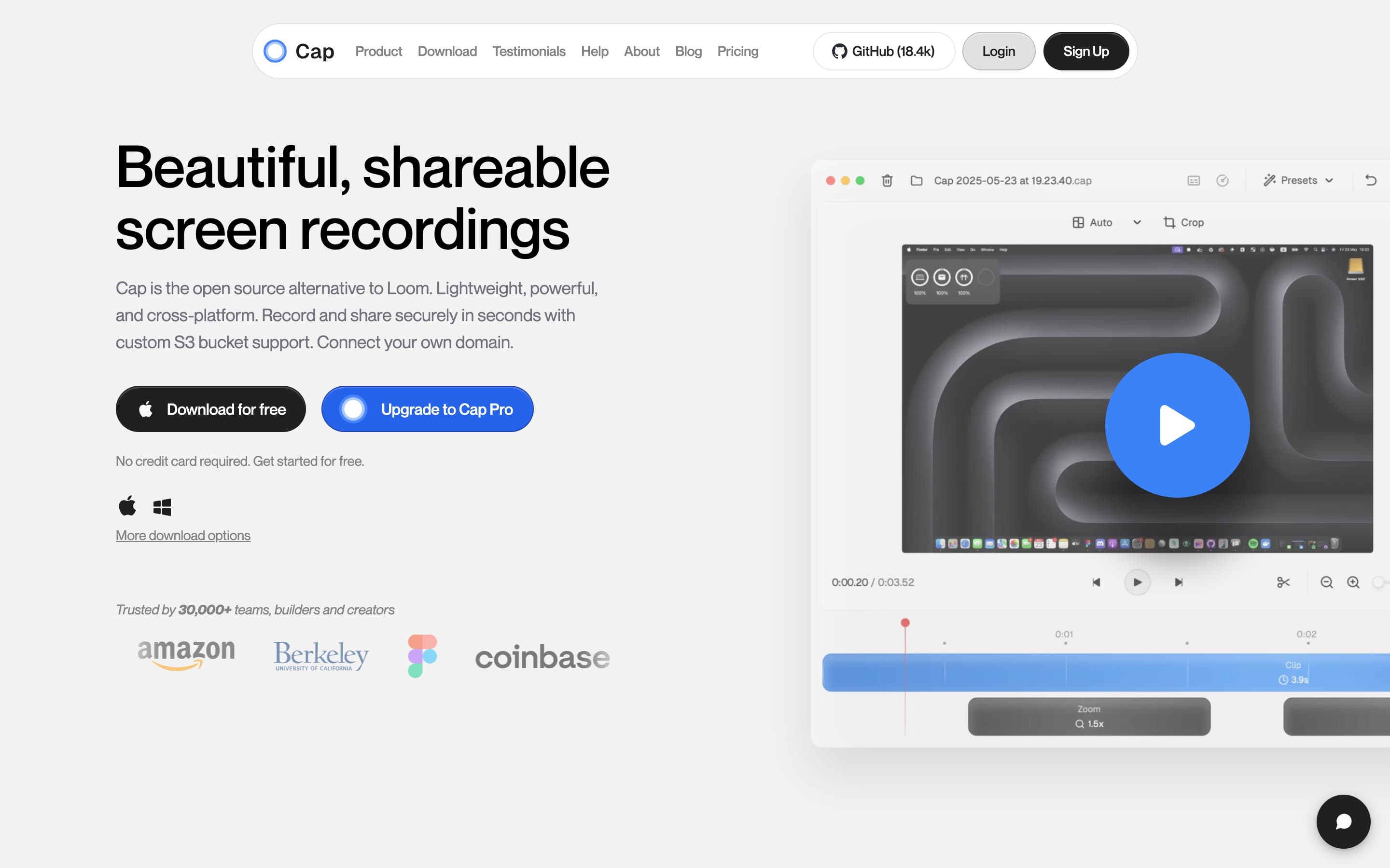 Cap landing page preview