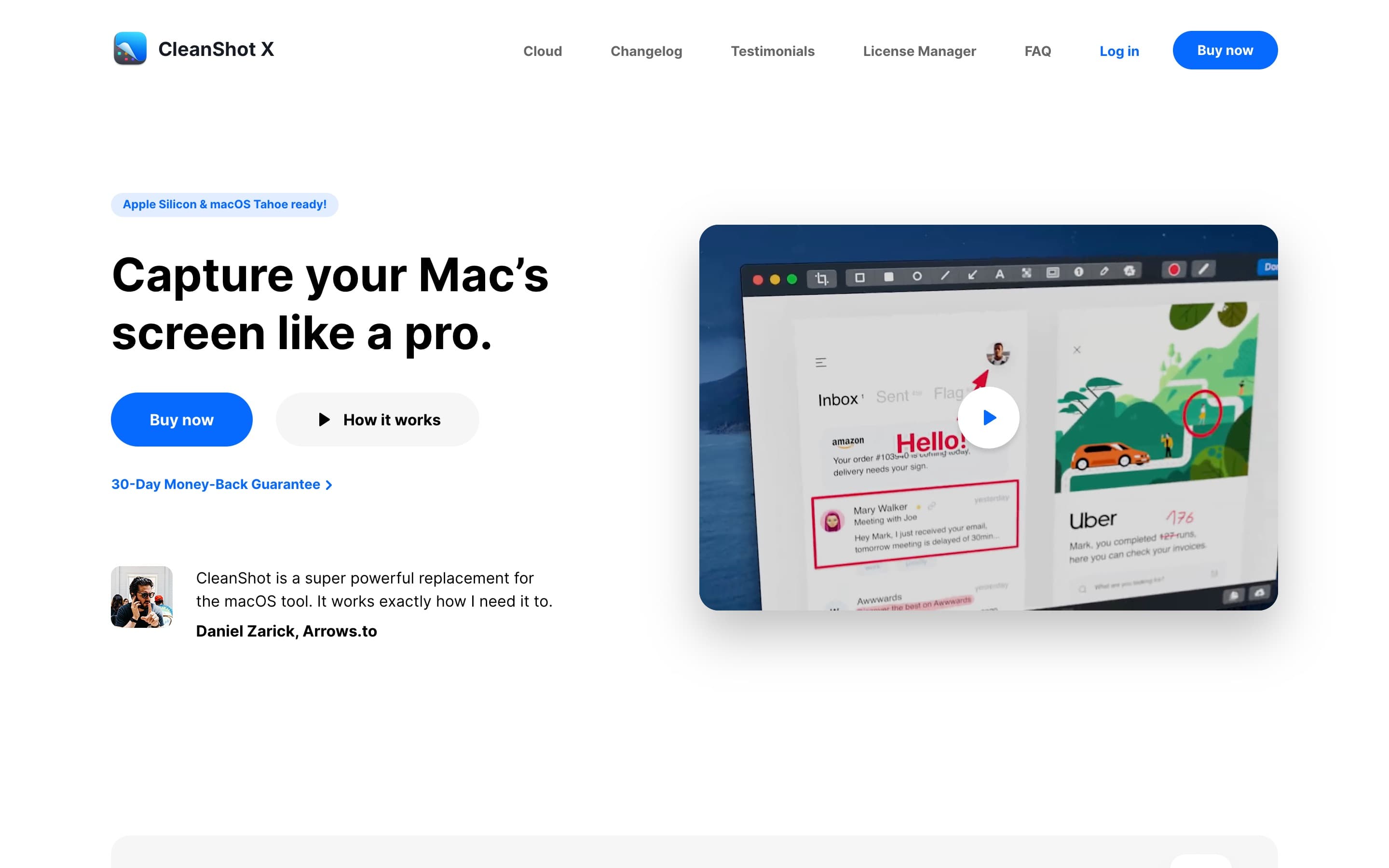 CleanShot X landing page preview