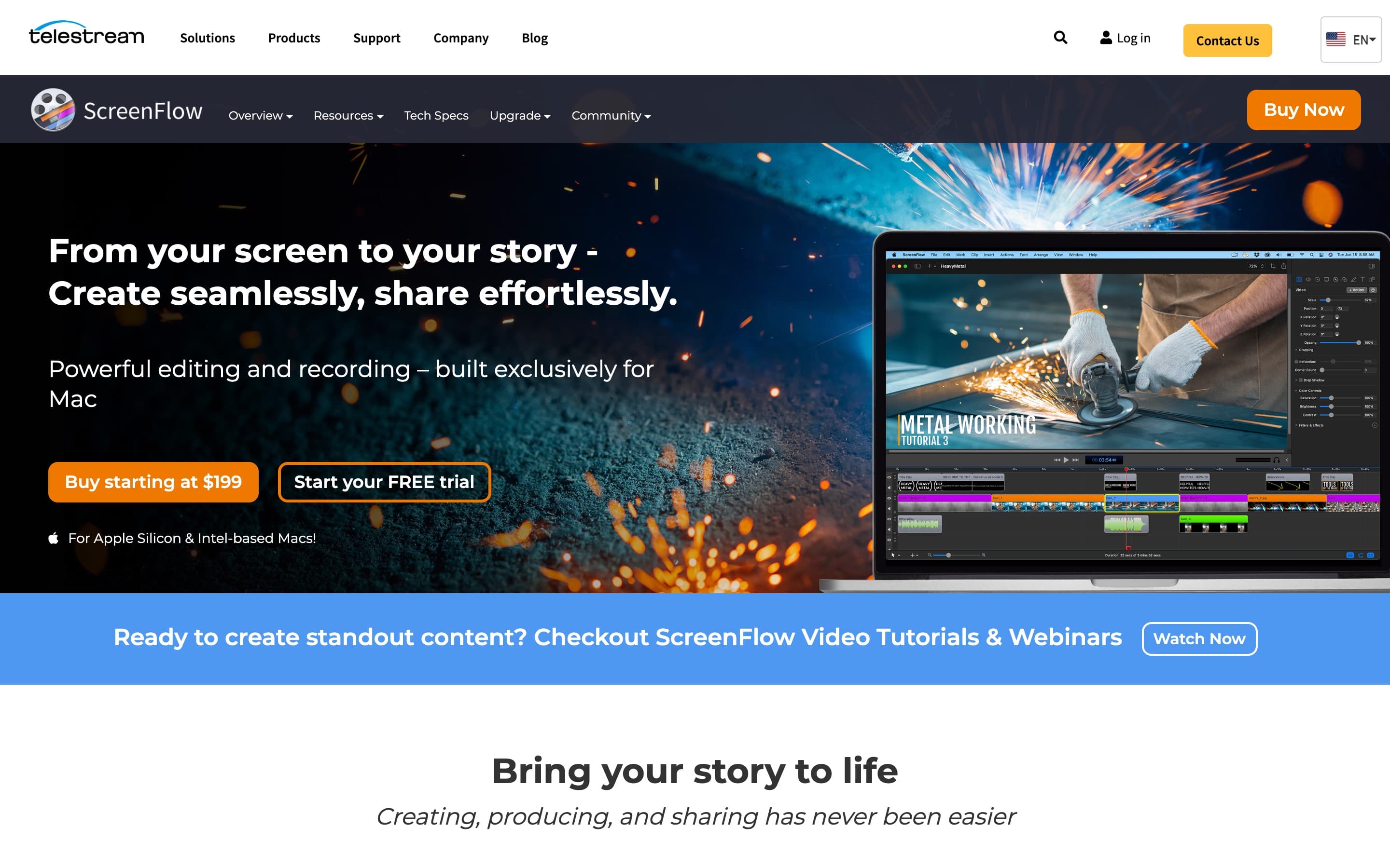 ScreenFlow landing page preview