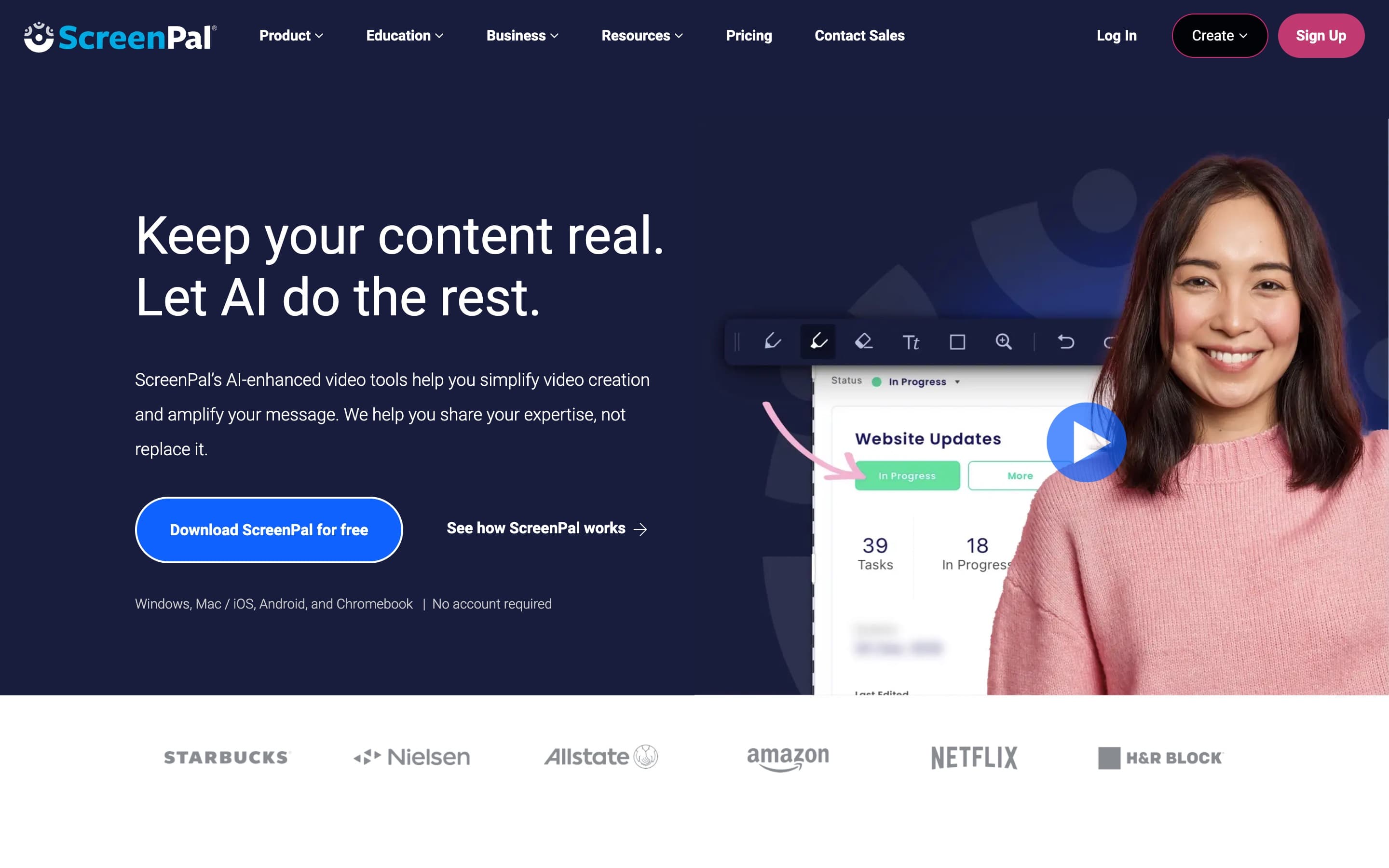 ScreenPal landing page preview