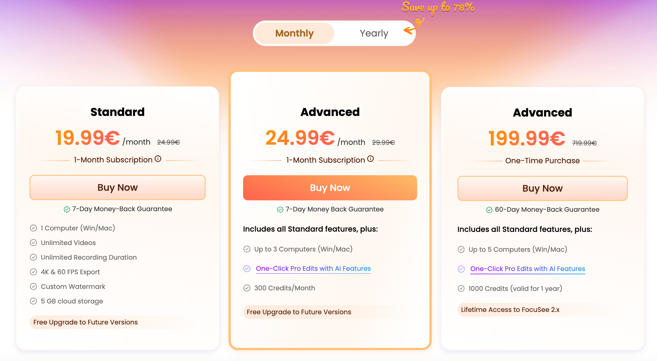 FocuSee pricing plans