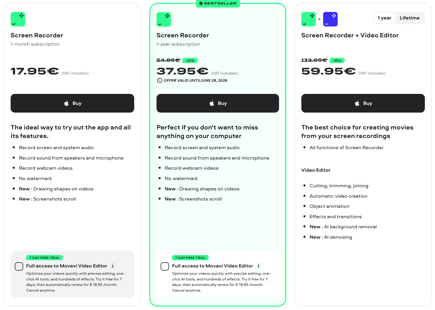 Movavi pricing plans