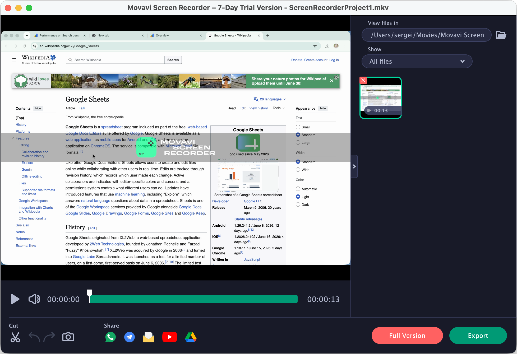 Movavi Video Suite screen recorder and video editor interface
